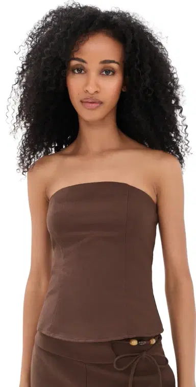 SEVEN WONDERS Rhiannon Shirred Top Chocolate | Thumbnail 1