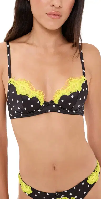 Fleur du Mal Juliet Lace Demi Bra Small Black Dot 38D | Thumbnail 1 Fleur du Mal Juliet Lace Demi Bra Small Black Dot 38D | Thumbnail 1