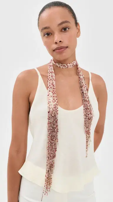Chan Luu Beaded Skinny Scarf Pink Sand One Size | Thumbnail 3 Chan Luu Beaded Skinny Scarf Pink Sand One Size | Thumbnail 3