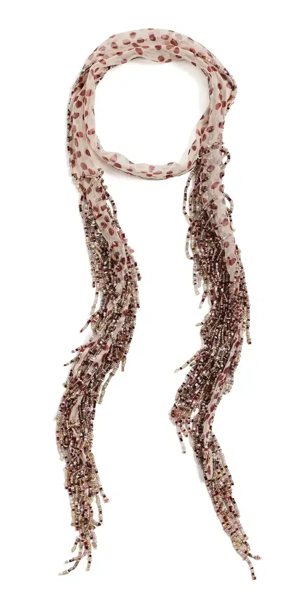 Beaded Skinny Scarf Pink Sand One Size