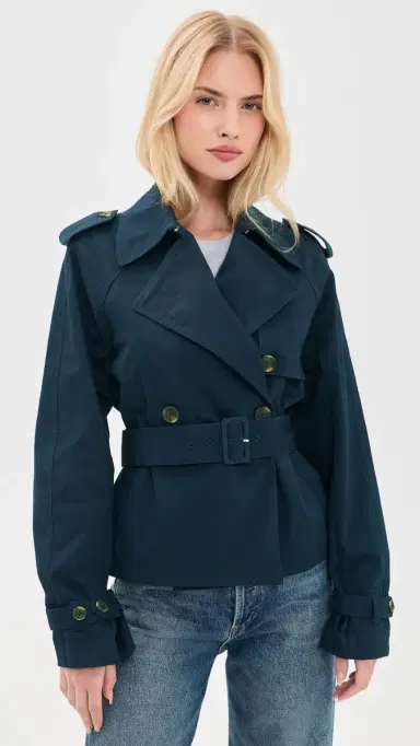 Good American Cropped Trench Jacket new navy002 | Thumbnail 2