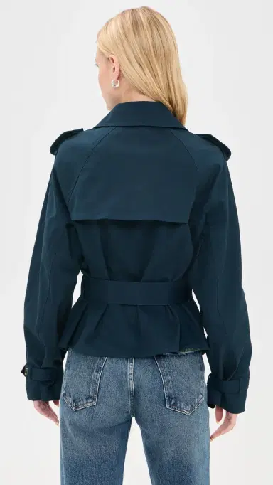 Good American Cropped Trench Jacket new navy002 | Thumbnail 3