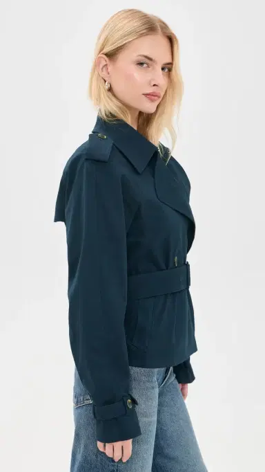 Good American Cropped Trench Jacket new navy002 | Thumbnail 4