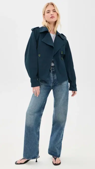 Good American Cropped Trench Jacket new navy002 | Thumbnail 5