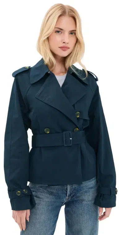Good American Cropped Trench Jacket new navy002 | Thumbnail 1