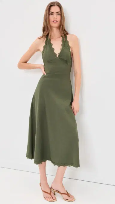 LIONESS Stars Align Midi Dress Khaki | Thumbnail 2 LIONESS Stars Align Midi Dress Khaki | Thumbnail 2