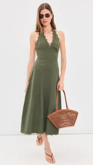 LIONESS Stars Align Midi Dress Khaki | Thumbnail 5 LIONESS Stars Align Midi Dress Khaki | Thumbnail 5