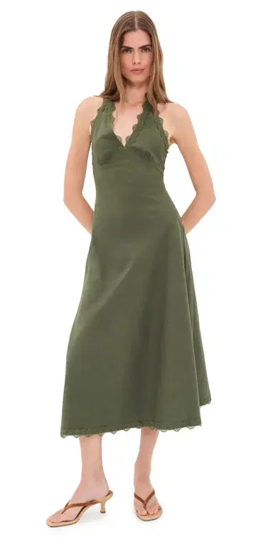 LIONESS Stars Align Midi Dress Khaki | Thumbnail 1