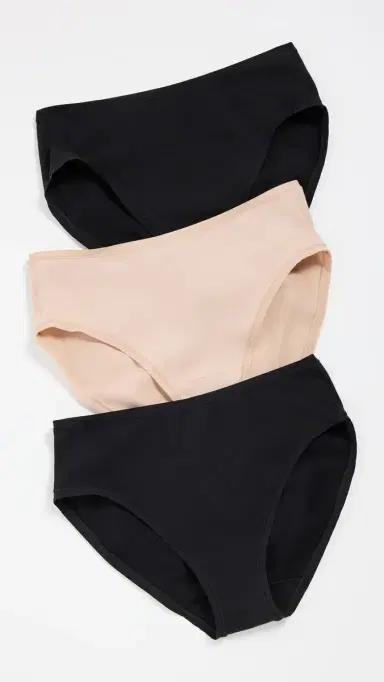 Natori Bliss Bare Cotton Hipster Briefs 3 Pack Black/Black/Café L | Thumbnail 2