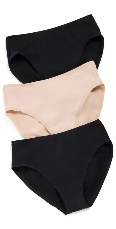 Natori Bliss Bare Cotton Hipster Briefs 3 Pack Black/Black/Café L | Thumbnail 1