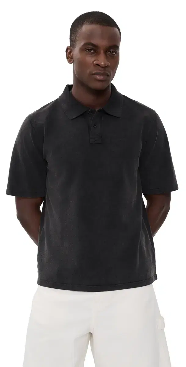 Corridor Washed Pique Polo Top Black