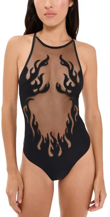 Thistle and Spire Smokin Mirrors Thong Bodysuit Black | Thumbnail 1