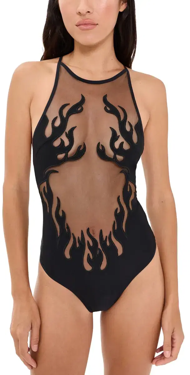 Thistle and Spire mokin Mirrors Thong Bodysuit Black