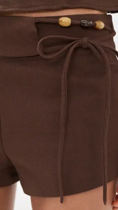 Seven Wonders Hadley Tailored Bead Detail Shorts Chocolate | Thumbnail 6