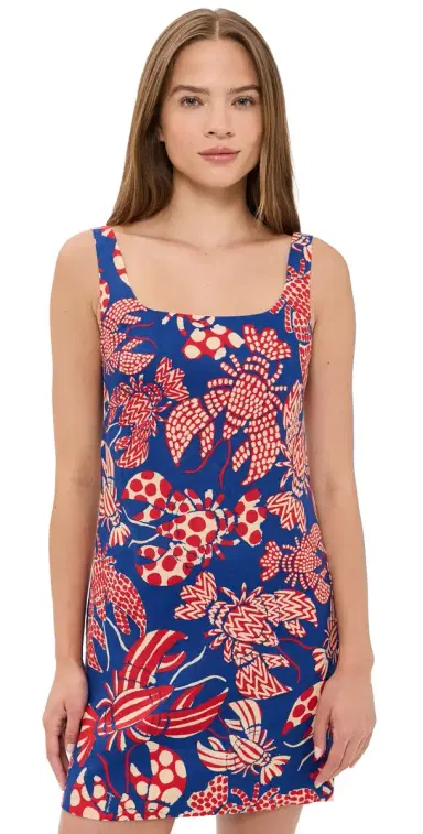 Farm Rio Lobster inen Mini Dress Red/Blue | Thumbnail 1