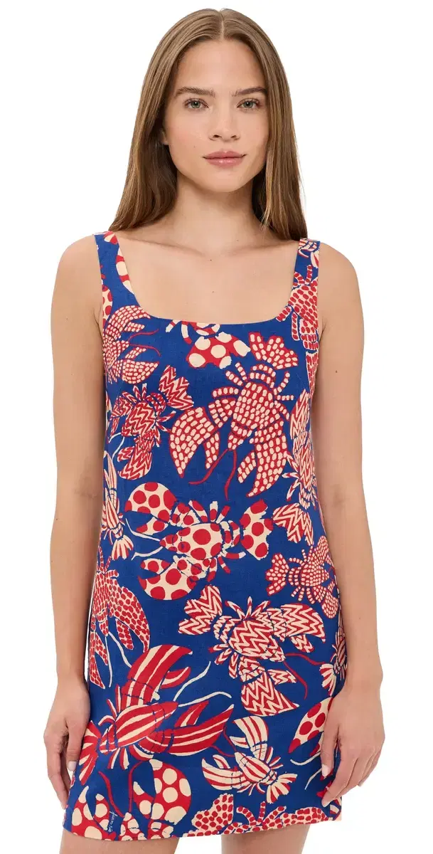 obster inen Mini Dress Red/Blue
