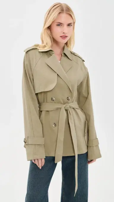 LIONESS Cropped Trencherous Coat Tan | Thumbnail 2