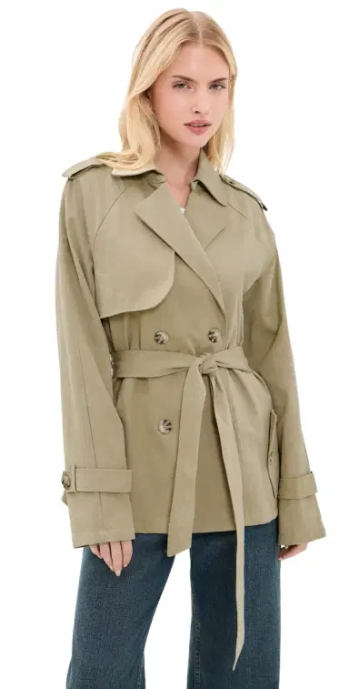 LIONESS Cropped Trencherous Coat Tan | Thumbnail 1