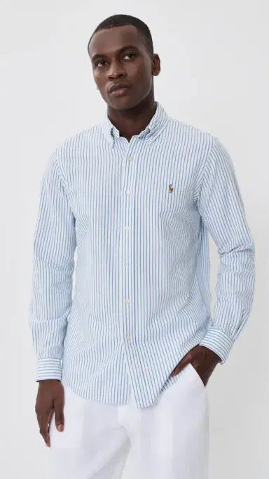 Polo Ralph Lauren triped eersucker Oxford Shirt White Bsr Blue | Thumbnail 2