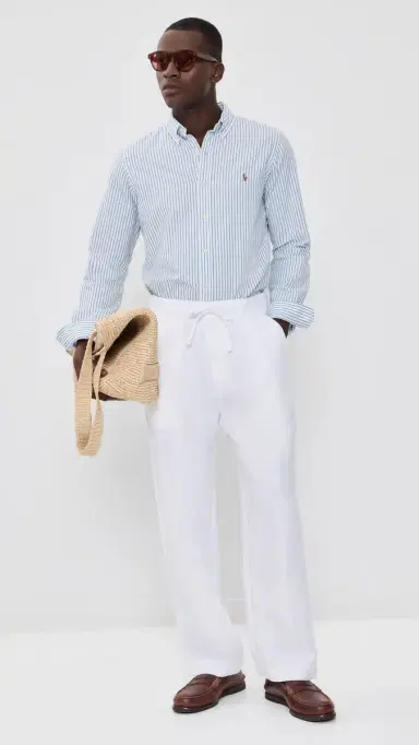 Polo Ralph Lauren triped eersucker Oxford Shirt White Bsr Blue | Thumbnail 5