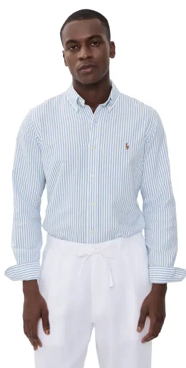 Polo Ralph Lauren triped eersucker Oxford Shirt White Bsr Blue | Thumbnail 1