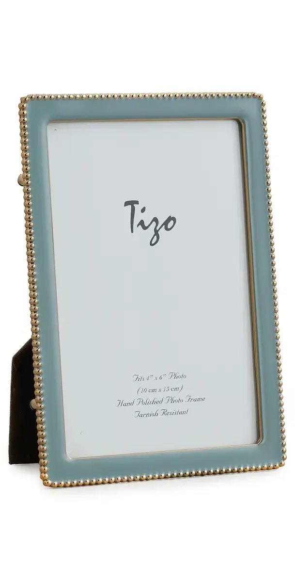 Tizo Design Gold Plate Beaded Enamel Frame 4x6 Blue One Size
