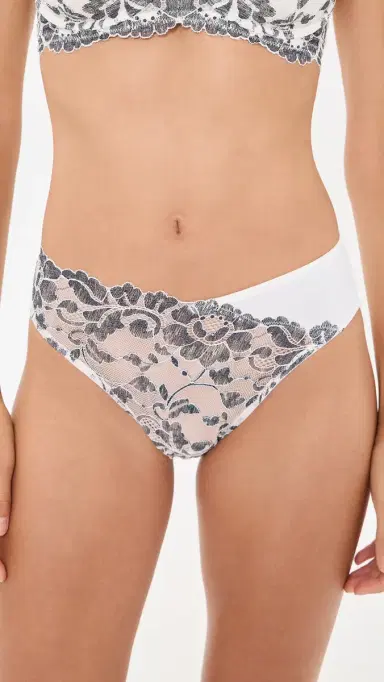 Natori Peony Bikini Panties Warm White/Black S | Thumbnail 2