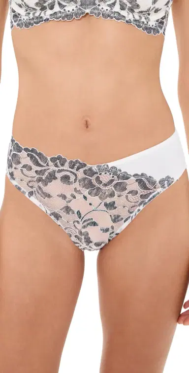 Natori Peony Bikini Panties Warm White/Black S | Thumbnail 1