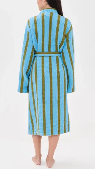 Dusen Dusen Waffle Cotton Bathrobe Blue L | Thumbnail 3