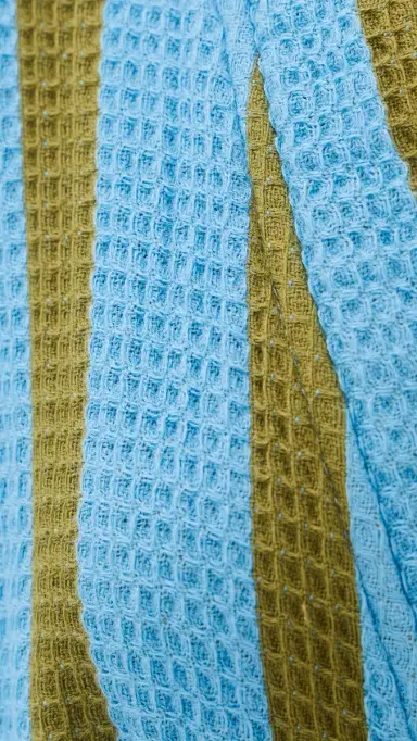 Dusen Dusen Waffle Cotton Bathrobe Blue L | Thumbnail 5