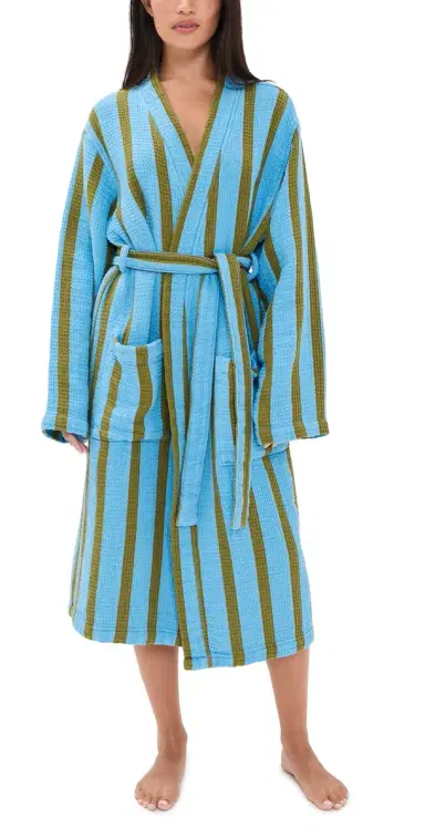 Dusen Dusen Waffle Cotton Bathrobe Blue L | Thumbnail 1