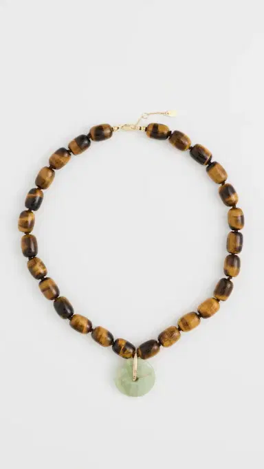 SHASHI Eye of Tiger Necklace Tigerseye/Jade One Size | Thumbnail 2