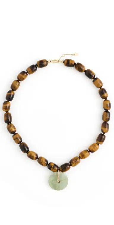 SHASHI Eye of Tiger Necklace Tigerseye/Jade One Size | Thumbnail 1
