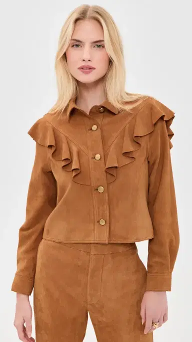 Ulla Johnson Matilde Ruffle uede Jacket Cognac | Thumbnail 3 Ulla Johnson Matilde Ruffle uede Jacket Cognac | Thumbnail 3