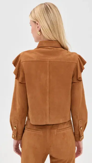 Ulla Johnson Matilde Ruffle uede Jacket Cognac | Thumbnail 4 Ulla Johnson Matilde Ruffle uede Jacket Cognac | Thumbnail 4