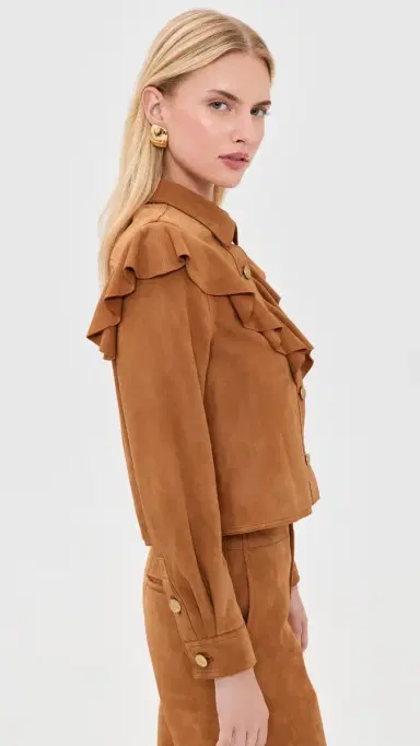 Ulla Johnson Matilde Ruffle uede Jacket Cognac | Thumbnail 5 Ulla Johnson Matilde Ruffle uede Jacket Cognac | Thumbnail 5