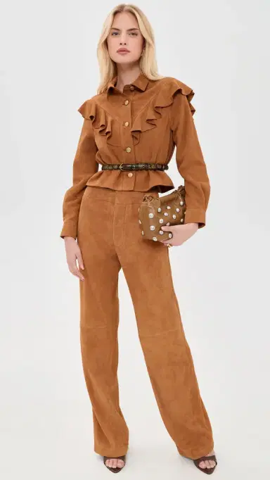 Ulla Johnson Matilde Ruffle uede Jacket Cognac | Thumbnail 6 Ulla Johnson Matilde Ruffle uede Jacket Cognac | Thumbnail 6