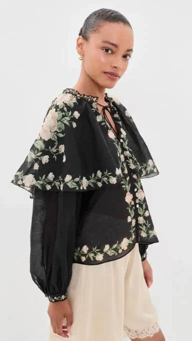 Sea Christina Print Cape Blouse | Thumbnail 4 Sea Christina Print Cape Blouse | Thumbnail 4