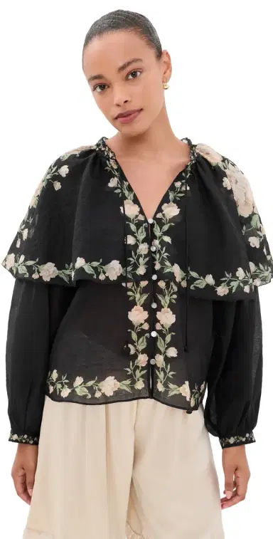 Sea Christina Print Cape Blouse | Thumbnail 1 Sea Christina Print Cape Blouse | Thumbnail 1