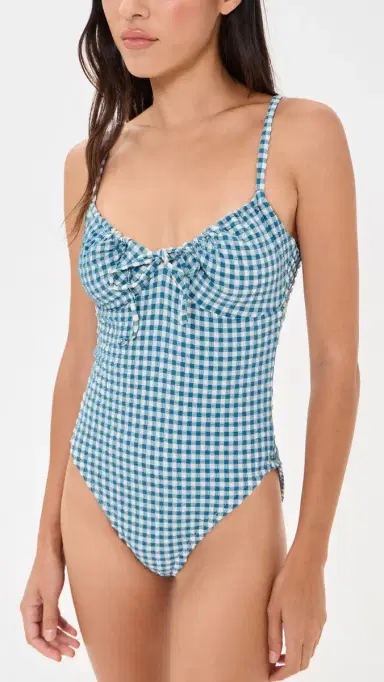 Hill House Home The Cori One Piece Teal Gingham | Thumbnail 2 Hill House Home The Cori One Piece Teal Gingham | Thumbnail 2