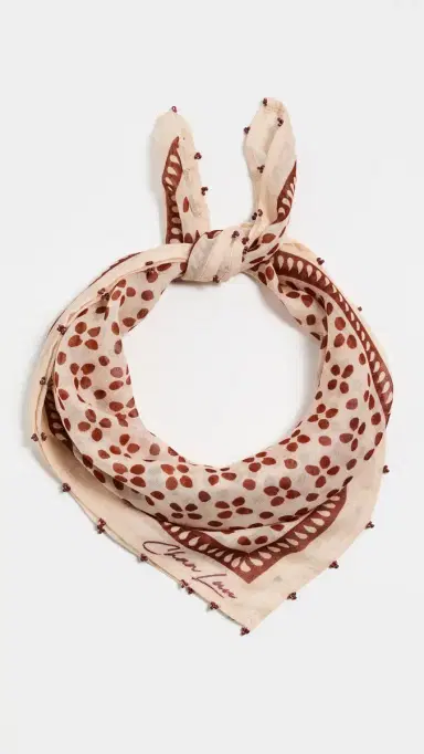 CHAN LUU Beaded Floral Bandana Pink Sand One Size | Thumbnail 2
