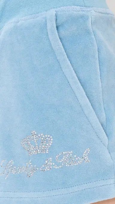 Sporty & Rich Juicy cript Velour Shorts ky Blue | Thumbnail 6