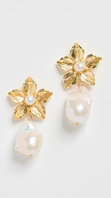 Brinker + Eliza Scarlett Earrings Gold/Pearl One Size | Thumbnail 2