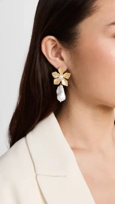 Brinker + Eliza Scarlett Earrings Gold/Pearl One Size | Thumbnail 3