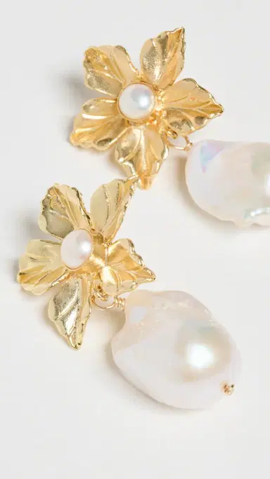 Brinker + Eliza Scarlett Earrings Gold/Pearl One Size | Thumbnail 4
