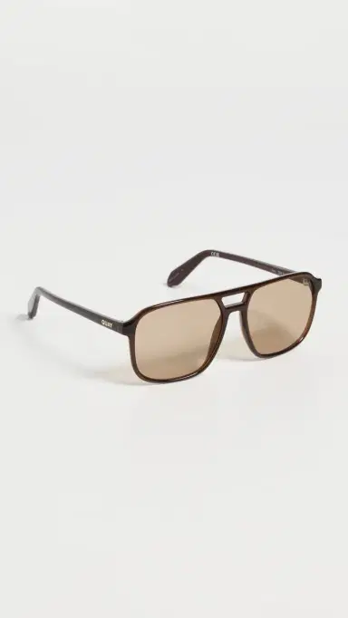 Quay On The Fly Sunglasses Dark Brown/Tan One Size | Thumbnail 4