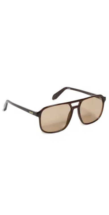 Quay On The Fly Sunglasses Dark Brown/Tan One Size | Thumbnail 1