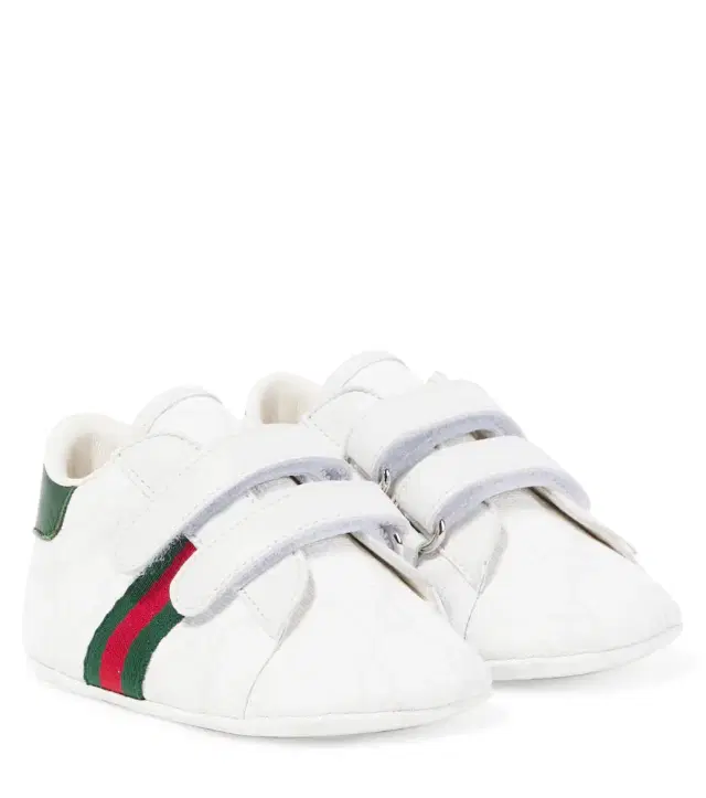 Gucci Kids Baby leather-trimmed booties