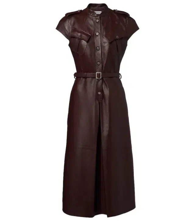 McQueen Belted leather midi dress