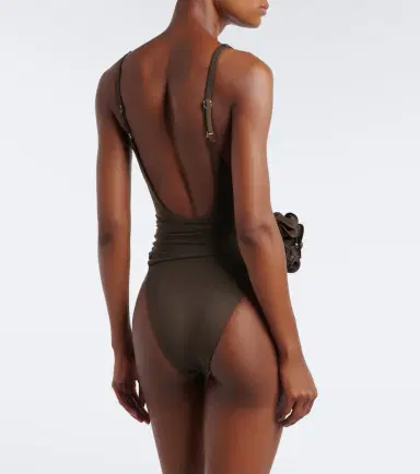 Magda Butrym Floral-appliqué draped swimsuit | Thumbnail 2